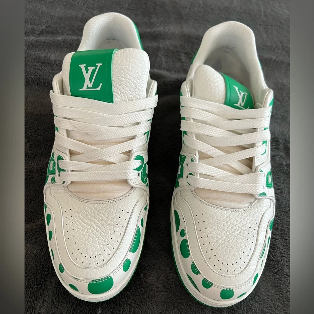 Louis Vuitton White and Green Athletic Shoes - Picture 2 of 12